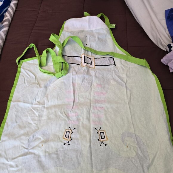 NEW NWT Pier One Holiday Christmas Green Elf Cooking Baking Apron Sparkles! Bell - Picture 11 of 11
